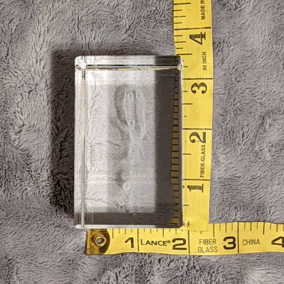 Crystal Glass Cube 3-D Elephant Palm Tree Safari Scene Laser Cut Paperweight - Picture 8 of 8